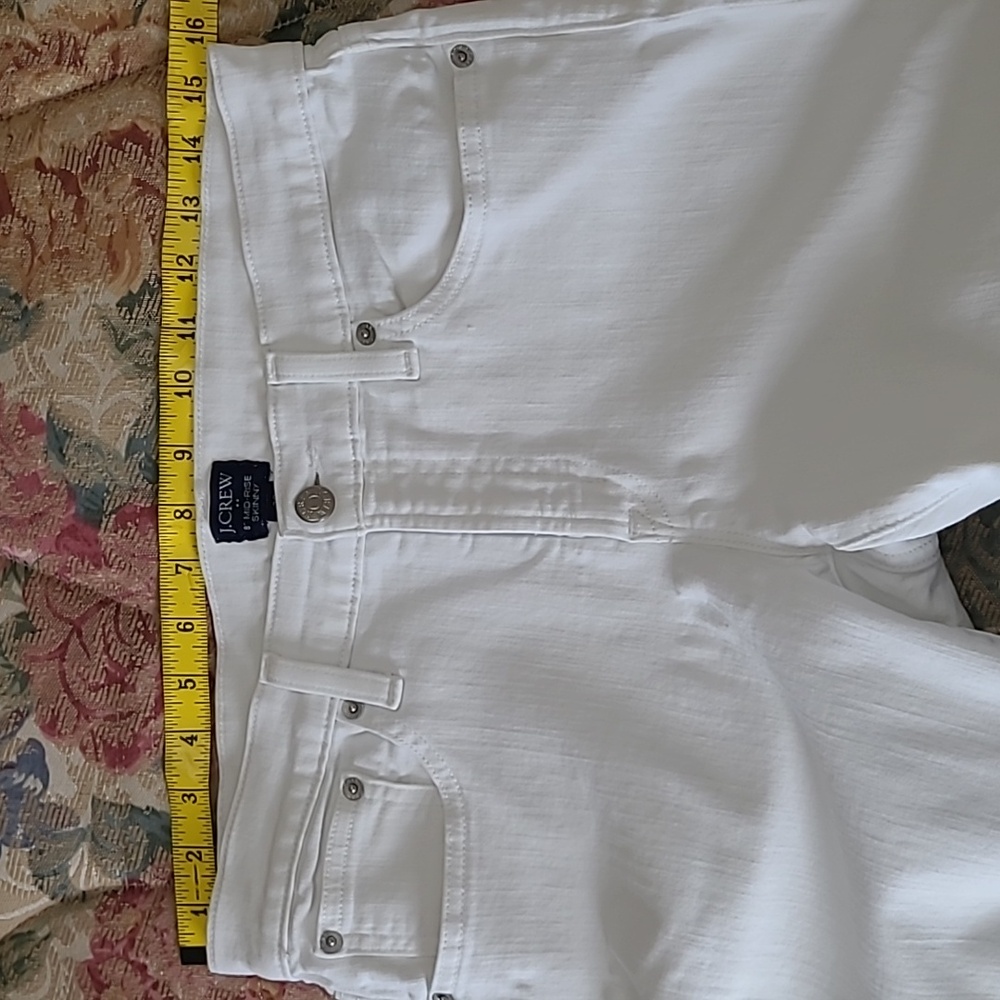 J.Crew White Womens Jeans Size 29 8" Midrise Skinny Stretch Raw Hem 2% Elastane - Picture 7 of 9